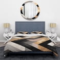 thumbnail image 3 of Designart "Geometric Tiles in Black and Gold III" Abstract Geometric Bedding Covert Set - Abstract Gold Modern Bed Set With 2 Shams, 3 of 5