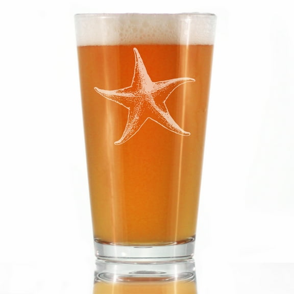 Bevvee Pint Glass 16 oz Starfish Beach Lover Gifts Beer Glasses