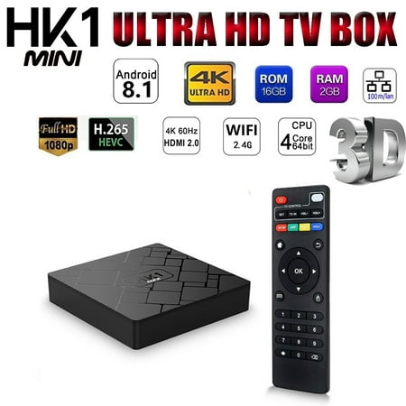 HK1 Mini Android 8.1 TV Box RK3229 Quad-Core 2G/16G HD 4K 2.4GHz Media