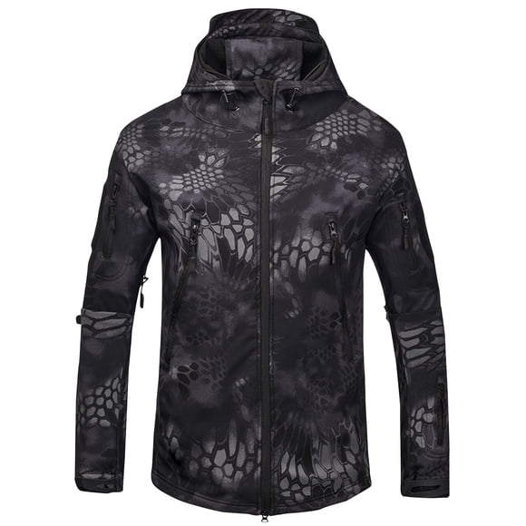 Birdeem Jackets for Men Mens Winter Camouflage Design with Zippered Pockets and Plush Long Sleeved Hooded Casual Jacket