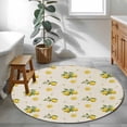 thumbnail image 3 of Cute Lemon Summer Round Area Rug 4Ft Washable Circle Rugs for Bedroom Dining Room, Farmhouse Floral Retro Linen Texture Non-Slip Carpet Floor Mats Indoor Outdoor Carpet Runner Aesthetic Home Decor, 3 of 8