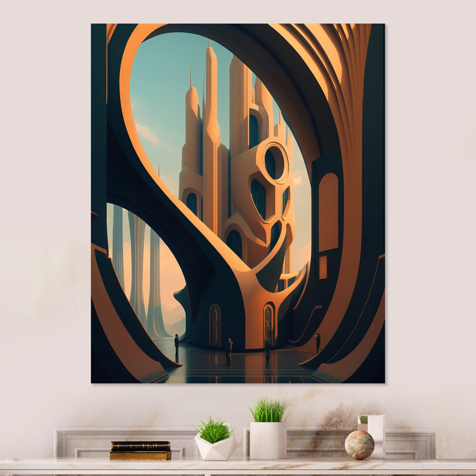 Designart Futuristic Architectural Building V Canvas Wall Art