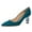 Blue, variant on Women Classic Pointed Closed Toe Slip On Pumps Crystal Chunky Block Mid Heel Bridal Party Wedding Dress Shoes Size 11 Leopard