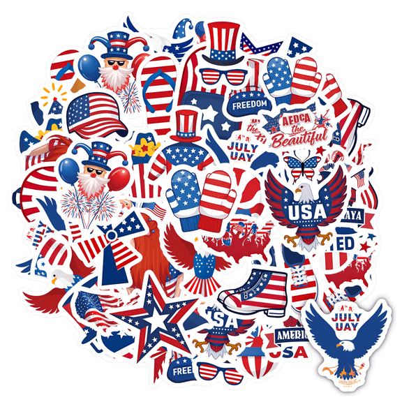 35pcs-50pcs Patriotic Animal Stickers Graffiti Stickers USA Kids Stickers for Suitcase Laptop Fridge