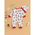 thumbnail image 4 of Arvbitana 1M-18M Baby Girls Boys Christmas Footless Rompers Santa Snowman Letter Print Long Sleeve Jumpsuit with Hat Newborn Infant Cute Bodysuit Fall Casual Clothes, 4 of 8
