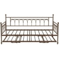 thumbnail image 4 of Twin Metal Daybed with Pop Up Trundle,Steel Slat Support Sofa Bed(Antique Bronze), 4 of 5