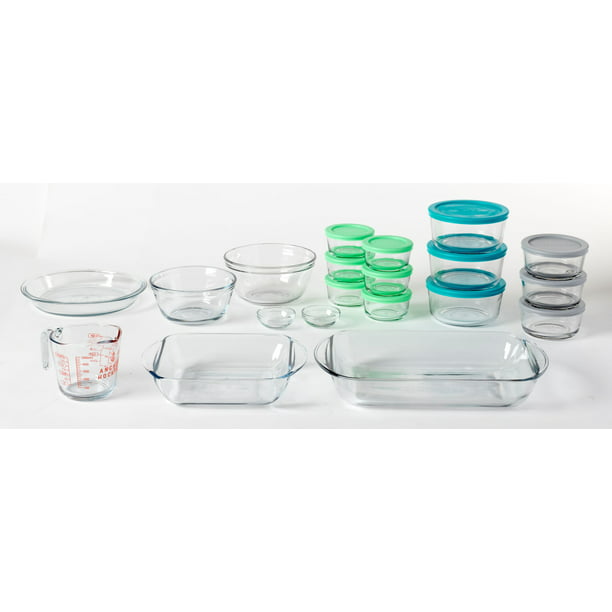 Anchor Hocking 32 Piece Clear Glass Bakeware Storage and Prep Set with Lids