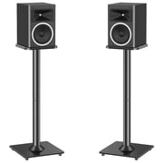 HOMOUNT Floor Speaker Stands, 31" Height Satellite & Bookshelf Speaker Stands, Floorstanding Shelf Speaker Stand, 1 Pair, Each Hold Up to 22lbs, with Glass Base