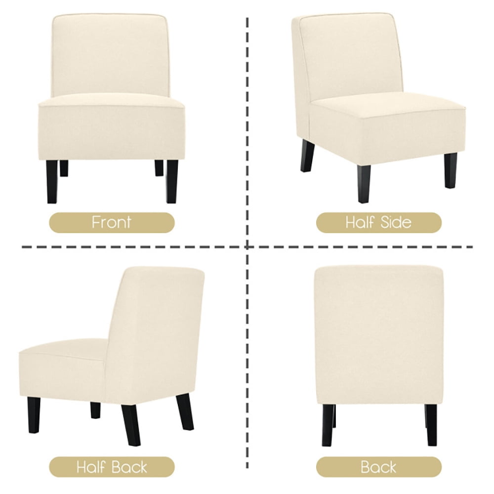 Finihen Upholstered Armless Chair, Modern Armless Accent Chair with Rubber Wood Legs, for Living Room, Bedroom, Beige
