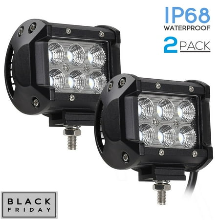 Cree Light Bars TORCHSTAR 2 PCS 1800lm Ultra Bright Cree LED Off-Road Work Light Bar, 18W IP68 Waterproof & Weatherproof Spot Fog Light, 6000K ()
