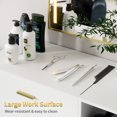 thumbnail image 6 of Advwin Free Standing Salon Station with LED Mirror, Barber Station with Cabinet, 4 Drawers & 3 Hair Dryer Holders, Modern Salon Dresser for Hair Styling, Beauty Spa Equipment, White, 6 of 11