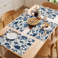 thumbnail image 5 of Navy Blue Floral Placemats Set of 4 Spring Retro Botanical Flowers Place Mats Indoor Wipeable Table Mats Washable Cloth Dining Table Placemats for Kitchen Holiday Party Home Decor 13x19 Inch, 5 of 9