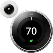 Google Nest Learning Smart Thermostat - 3rd Generation - Polished Steel T3019US Bundle with elago Wall Plate Upgraded Wall Mount Cover Designed for Google Nest Learning Thermostat - Matte White