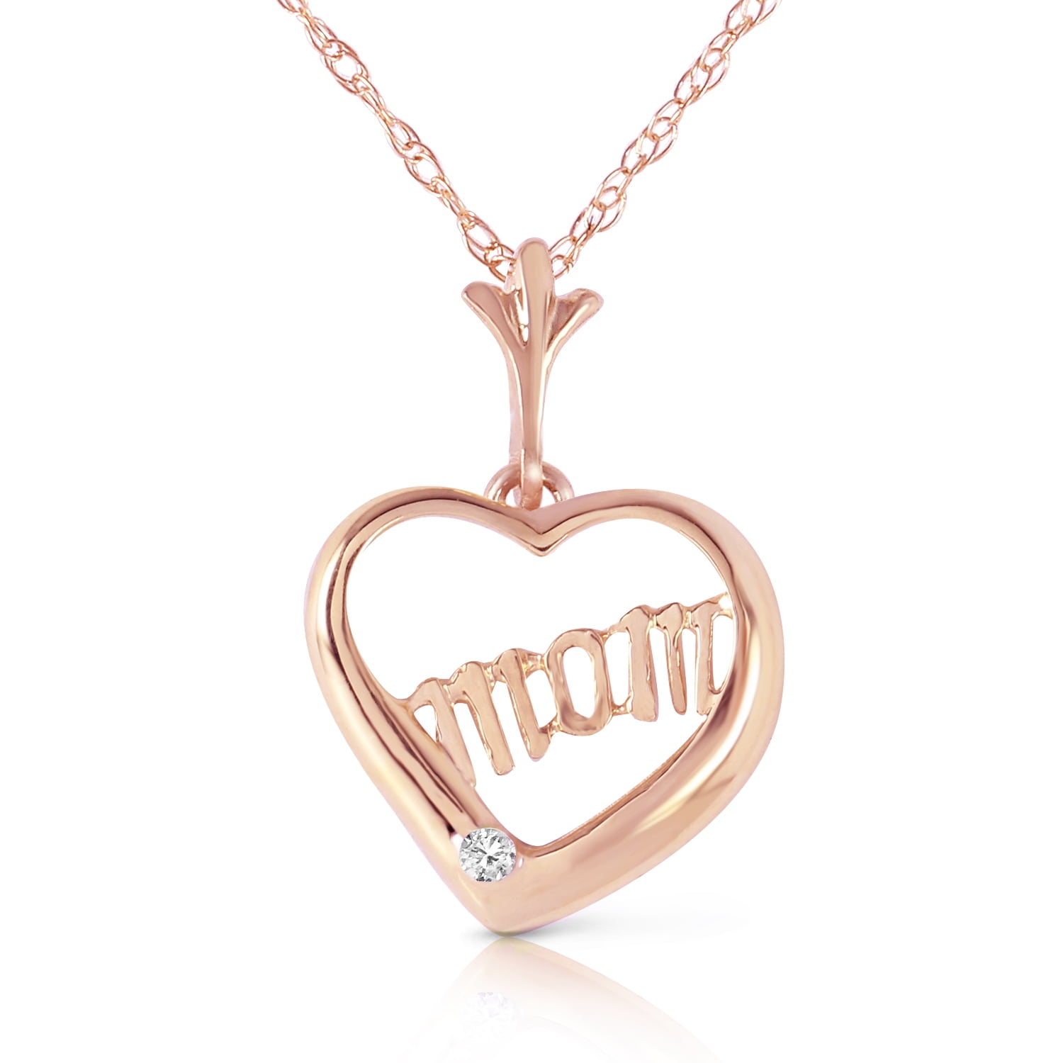 Galaxy Gold 14K Solid Gold Natural Diamond Pendant Necklace for Women - Rose Gold Fine Jewelry