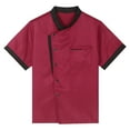 thumbnail image 3 of Jowowha Veste de Chef Unisexe pour Hommes à Manches Courtes Chemises de Veste de Chef Uniformes de Restaurant de Cuisine pour Tenue Spéciale Rouge TTG, 3 of 7