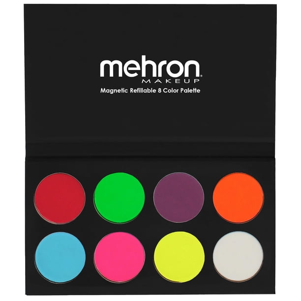 Paleta de 8 colores de pintura facial y corporal Mehron Makeup Paradise AQ (brillo UV ne�n): maquillaje facial, corporal, con luz negra, efectos espe