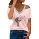 thumbnail image 1 of Gibobby Playera Manga Corta para Mujer Camiseta suelta informal con cuello en V para mujer, blusa manga corta con estampado(Rosa,XL), 1 of 5