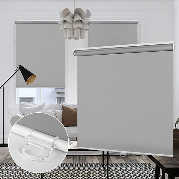 LUCKUP Cordless Blackout Roller Shades Window Blinds for Home Kitchen Bathroom Bedrooms 35" W x 72" H(Grey)