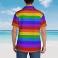 thumbnail image 3 of Lsque Colorful Glitter Rainbow pattern Hawaiian Shirt for Men, Unisex Summer Beach Casual Short Sleeve Button Down Shirts-Small, 3 of 9