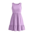 thumbnail image 2 of ATOGUTA Girl Summer Dress Purple Sleeveless Ruffle Flowy Summer Casual Beach Hawaiian Vacation Dresses 5T-15, 2 of 4