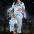 thumbnail image 2 of CQXIDFH Pj Sets for Woman Plus Size Halloween Pumpkin Print Short Sleeve Top with Long Pants Set Fall Sleepwear Comfy Soft Sleepwear, 2 of 5