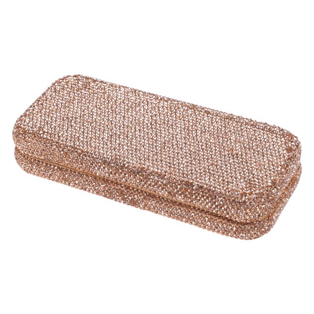 Estuche para Gafas de Sol de Coche Unique Bargains Soporte Universal para Gafas de Sol Arcilla, Piedras de Rhinestone Champán 17x7.5cm 1 Pcs