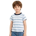 thumbnail image 3 of Fozruso Kid Boys Girls Crewneck Summer Striped T-Shirts Short Sleeve Side Split Design Tee Tops, 3 of 6