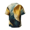 thumbnail image 5 of Salouo Golden Blue Leaf Design Pattern Cuban Collar Shirts for Men Button-Down Shirt Men's Short Sleeve Shirts Hawaiian Shirts Casual Shirts -XX-Large, 5 of 6