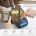 thumbnail image 6 of Allytechgroup 2 In 1 Wallet Case for iPhone 16e, Detachable Magnetic Back Cover Cards Holder Premium PU Leather Stand RFID Blocking Bumper Shockproof Case Cover for iPhone 16e, Brown, 6 of 11