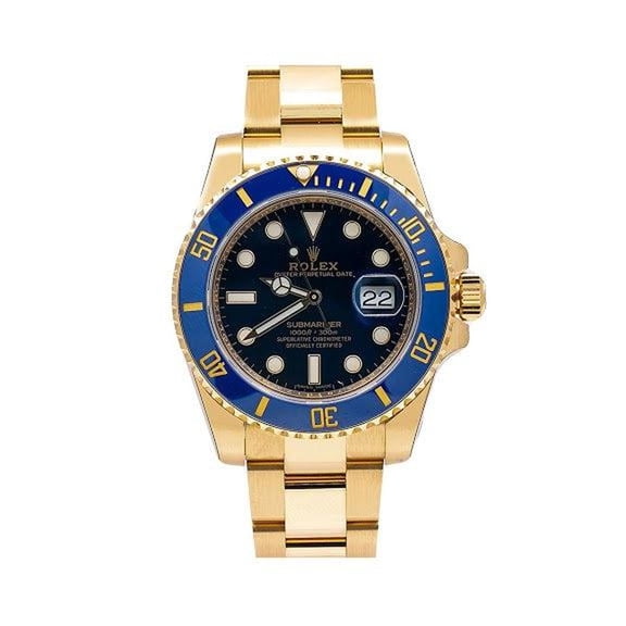 Pre-Owned Rolex Submariner Date 40MM 116618LB Blue Dial Blue Ceramic Bezel 18K Yellow Gold Oyster Bracelet