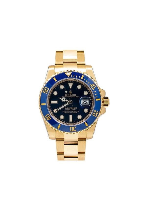 Pre-Owned Rolex Submariner Date 40MM 116618LB Blue Dial Blue Ceramic Bezel 18K Yellow Gold Oyster Bracelet