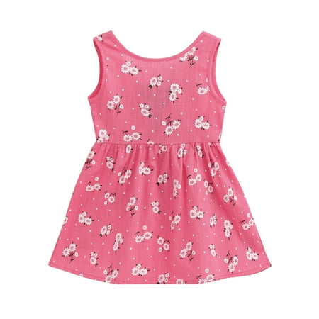 

GWAABD Little Girl Dress Red Cotton Blends 1-6Y Toddler Baby Kids Girls Sleeveless Printed Skirt Princess Dresses Clothes 120