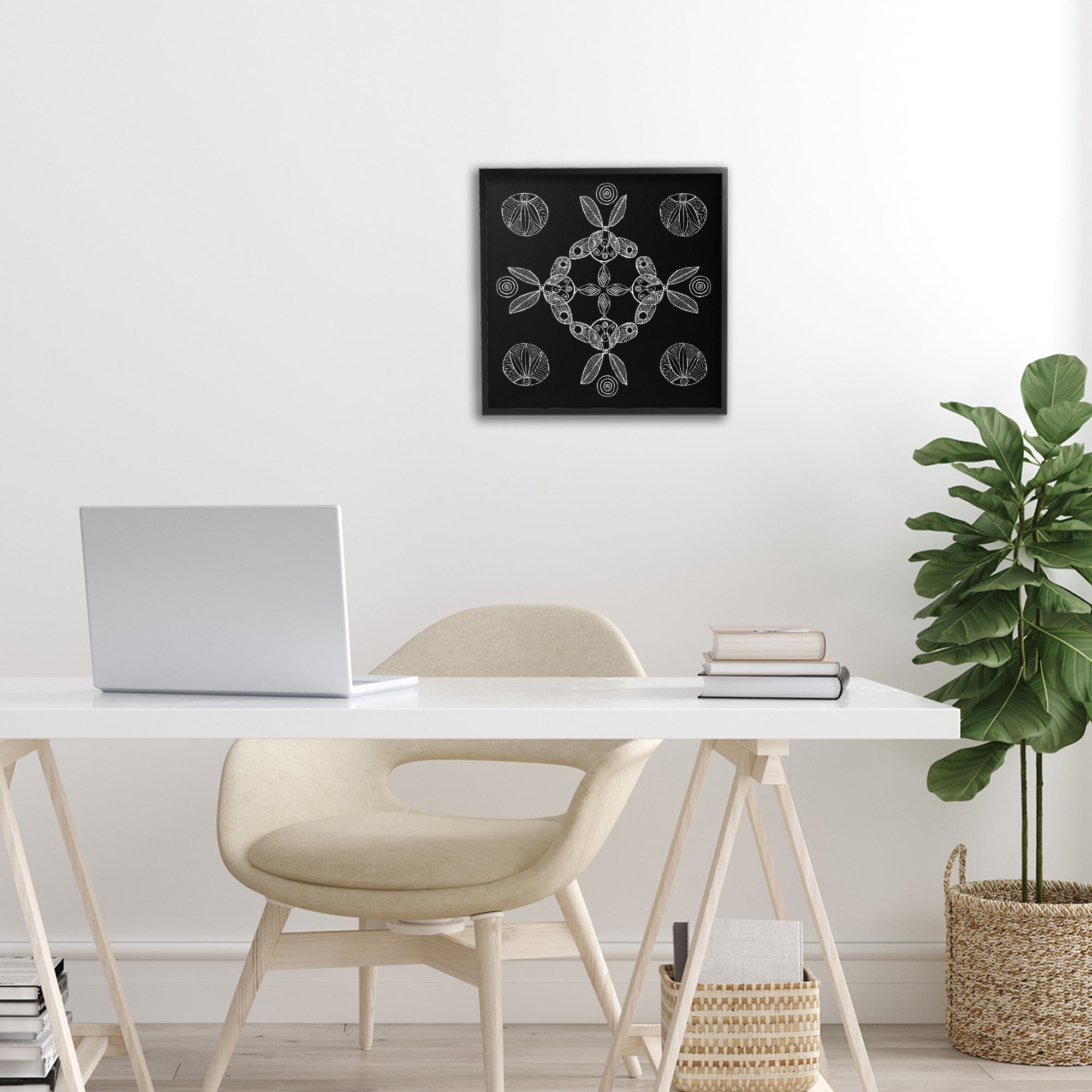 Stupell Industries Circular Symmetry Elementals Black Framed Giclee Art, design by El Perkin