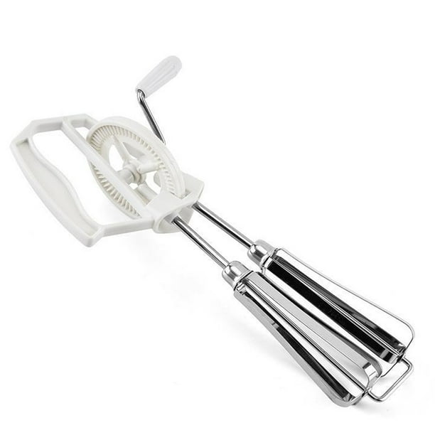 Batidor manual giratorio de acero inoxidable para cocina, batidor de huevos que garantiza una mezcla uniforme de los huevos, mango de agarre cómodo para una rotación fácil y potente, opción no