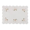 thumbnail image 4 of Fennco Styles Embroidered Holly & Ribbon Design Holiday Placemats 14" W x 20" L, Set of 4 - White Table Mats for Christmas, Winter Holidays, Home Décor, Banquet, Family Gathering, Special Occasion, 4 of 4