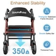 thumbnail image 3 of Andador con ruedas Soundfuse con asiento para personas mayores, plegable, con ruedas grandes de 8", todoterreno, asas y asiento ergonómico de altura ajustable, 169 kg (350 lb), compatible con FSA y HS, 3 of 5