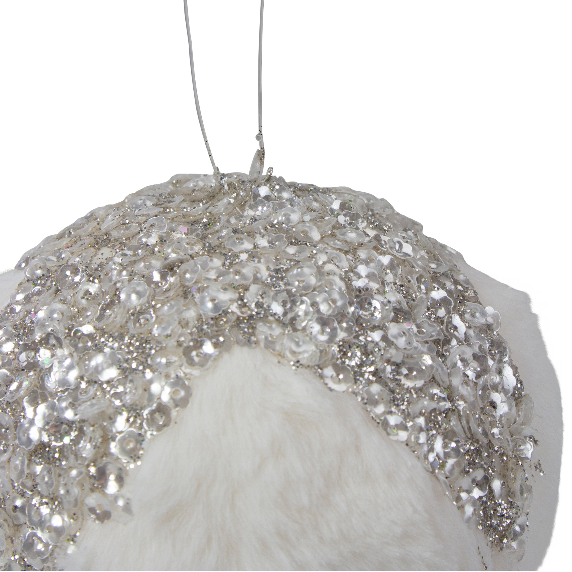 Northlight 4.25" White and Silver Faux Fur Christmas Ornament