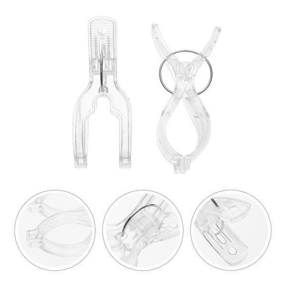 OUNONA 4pcs Transparent Towel Clips Set with Spring Loaded Beach Clips Plastic Pins for Beach Pool Cruise Chair