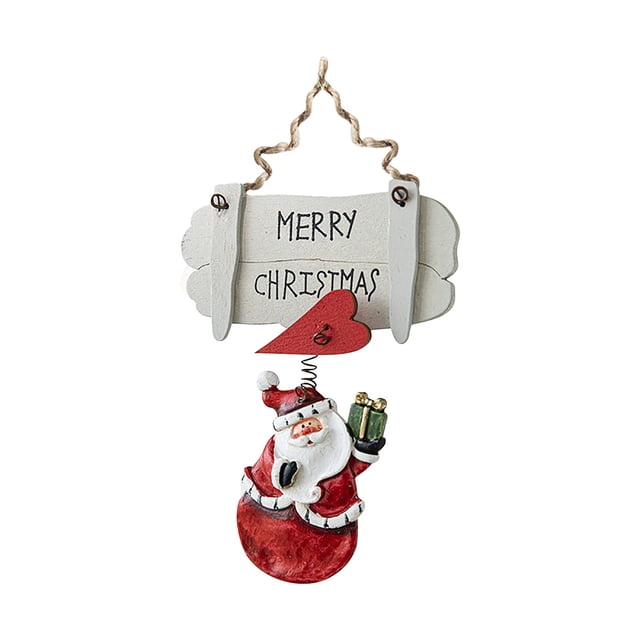 Xihbxyly Adornos Colgantes Vintage de Papá Noel, Lindas Etiquetas de Madera para Papá Noel, Diseño de Rebote de Primavera, Letreros Navideños para Puerta, Decoración Festiva para Árbol y Chimenea, Fi