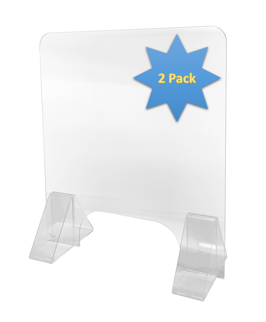 Pack of 2 Protective Sneeze Guard, Acrylic Clear Table Shield Portable