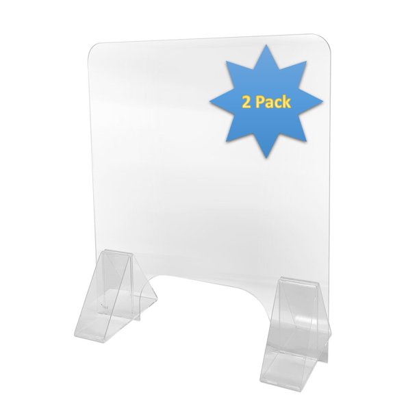 Pack of 2 Protective Sneeze Guard, Acrylic Clear Table Shield Portable
