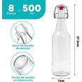 thumbnail image 2 of Juego de 8 Botella (500ml) de Vidrio Transparente con Tapón Abatible y Botellas de Vidrio para Elaboración Casera, Cerveza, Kombucha, Kefir, Extracto de Vainilla, 2 of 4
