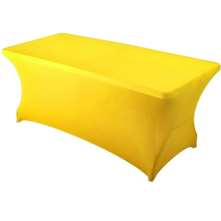

Mds Pack of 5 Rectangular Stretch 8ft Spandex Table Cover Tablecloths for Wedding - Yellow