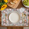 thumbnail image 4 of Pink Green Spring Floral Placemats Set of 4, Vintage Botanical Summer Placemats for Dining Table, Place Mats for Kitchen Tabletop, Waterproof Wipeable Dining Table Mats Set, 4 of 9