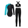 thumbnail image 4 of iiniim Gymnastics Dance Unitards for Girls Tumbling Ballet Leotards Biketards 3Pcs Activewear Lake Blue 6, 4 of 6