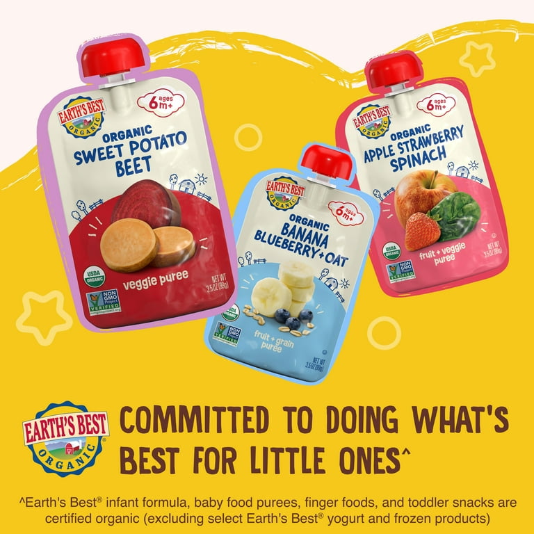 Earth's Best Organic Stage Baby Food Banana Apple Blueberry