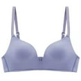 thumbnail image 2 of YWDJ Bras for Women Plus Size Back Closures Bras Wirefree Sleep Bras Adjustable Straps Half Cup Push up Wrap Comfy Bras Padded Comfortable Bras Solid Lounge Bras Blue L, 2 of 4