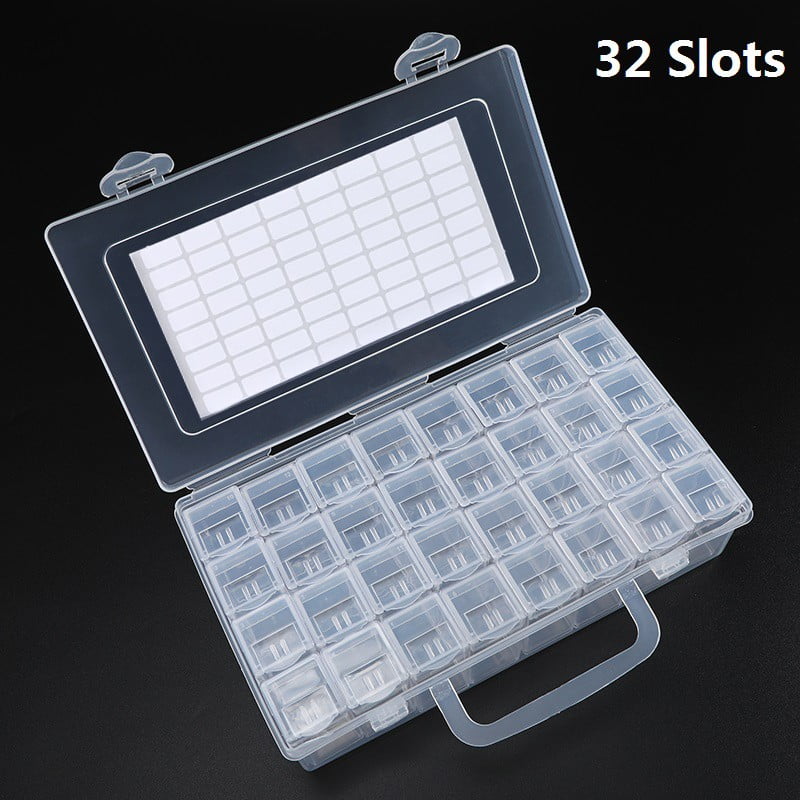 32 Grids Diamond Painting Boxes Plastic Organizer 5D Diamond Embroidery Accessories Storage Containers for DIY Art Craft, Nail Diamonds, Bead Storage