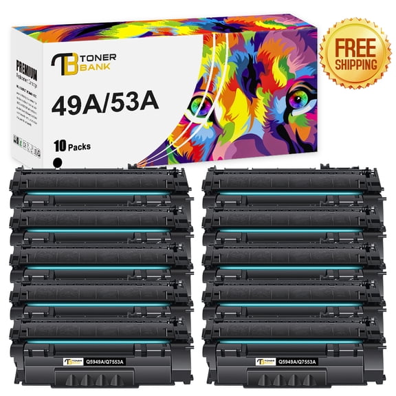 Toner Bank 10-Pack Compatible Toner Replacement for HP 49A Q5949A 49A LaserJet 1160 1160LE 1320 1320N 1320TN 1320NW 3390 3392 Printer Toner Ink Black