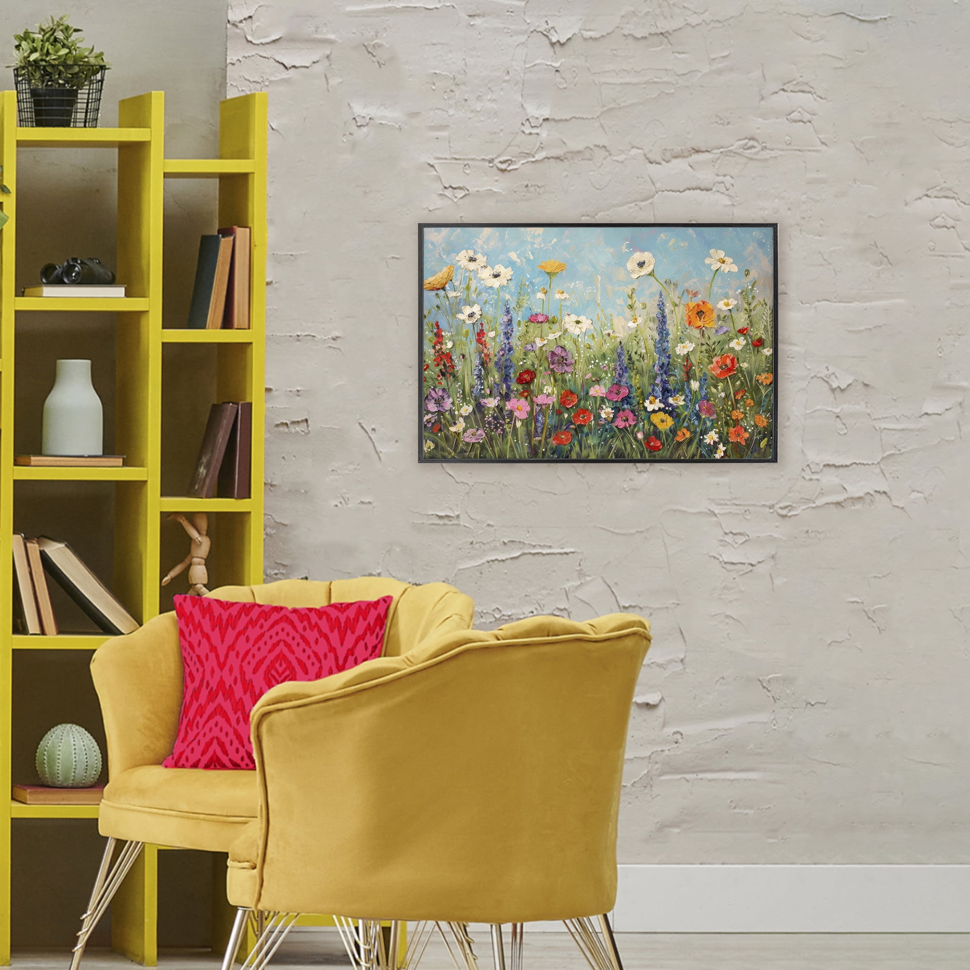 Stupell Industries Wildflower Field of Spring Blooms Black Framed Giclee Art, design by Creative Studio